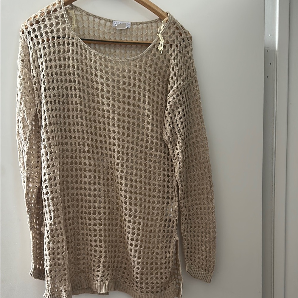 Venus Beige Mesh Knit beach cover up